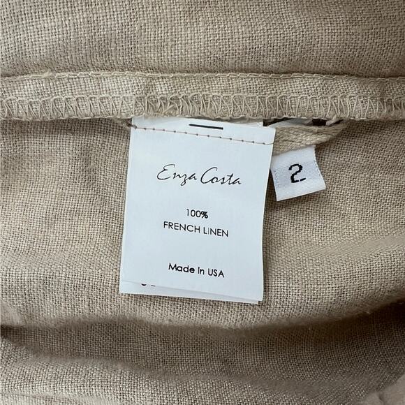 ENZA COSTA Linen Easy Pants Womens Medium Dark Clay Tan Pull On Drawstring NEW - Picture 9 of 14